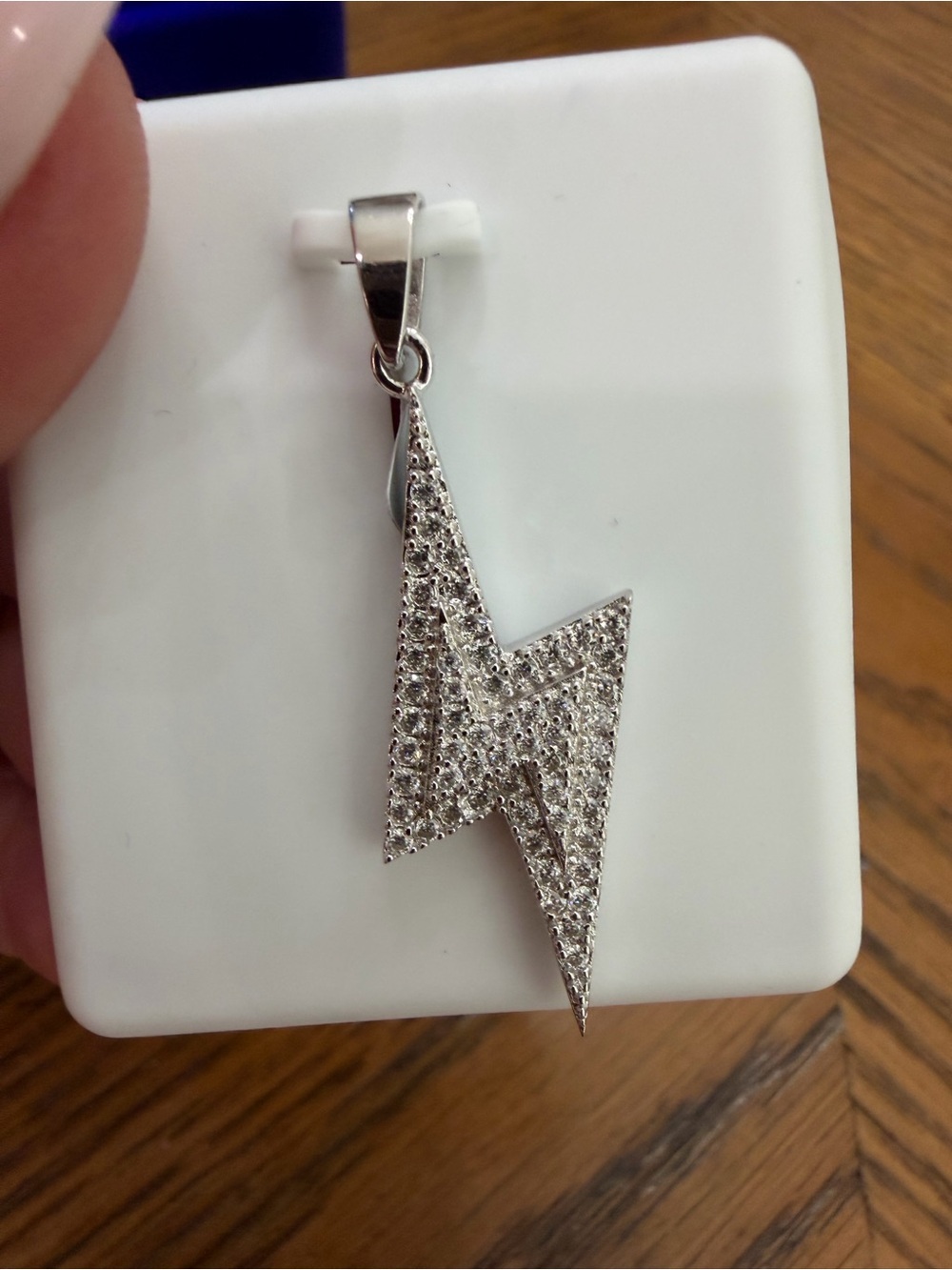 Moissanite Large Sterling Silver 925 Lightning Bolt Pendant